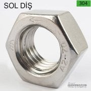 Paslanmaz  SOL DİŞ Somun Çeşitleri DIN934