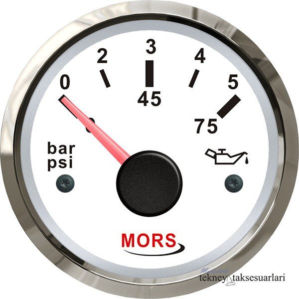 MORS Yağ Basınç Göstergesi 12V/24V 5 Bar, 10 Bar Beyaz 5 Bar