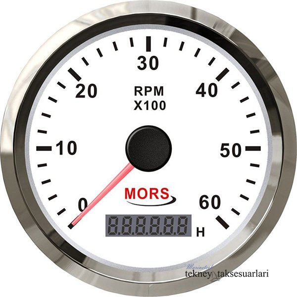 MORS Devir Göstergesi 12V/24V   4000,6000,8000RPM Beyaz 6000RPM