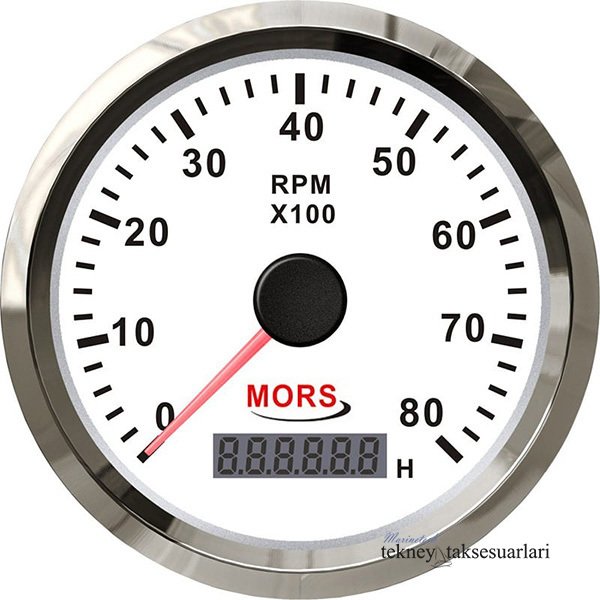 MORS Devir Göstergesi 12V/24V   4000,6000,8000RPM Beyaz 8000RPM