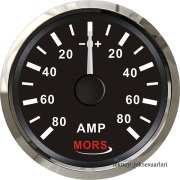 MORS Ampermetre ,12 / 24V 55mm, Şönt DAHİL Siyah