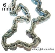 M6, 1 Metre Kalibre Zincir Galvaniz, DIN766, Tekne Irgat zinciri