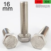 M16 Paslanmaz Civata Çeşitleri DIN933 / DIN931 A2 AISI 304 KALİTE - 16X150