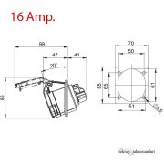 IP44 16 Amp. 32 Amp. Sahil Besleme Prizi (Eğik)
