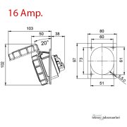 IP67 16 Amp. 32 Amp. Sahil Besleme Prizi (Eğik)
