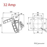 IP67 16 Amp. 32 Amp. Sahil Besleme Prizi (Eğik)