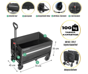 Katlanır Taşınabilir Plaj Kamp Arabası 120 Litre - Geniş Tekerlekli