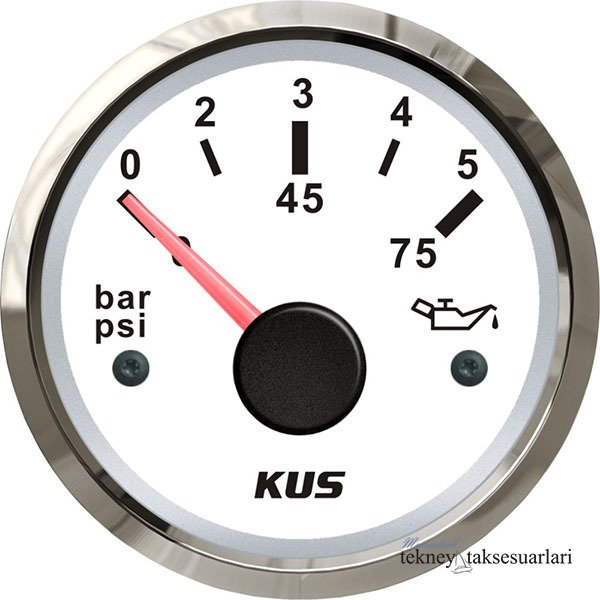 KUS Yağ Basınç Göstergesi 12V/24V 52mm Beyaz - 5 Bar Basınç