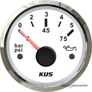 KUS Yağ Basınç Göstergesi 12V/24V 52mm Beyaz - 5 Bar Basınç