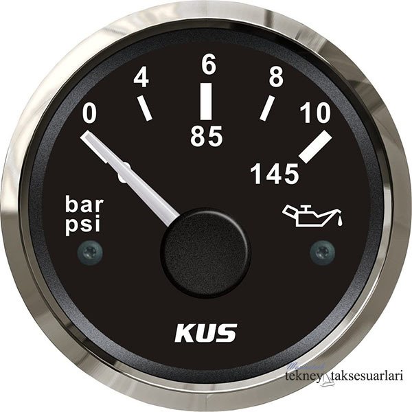 KUS Yağ Basınç Göstergesi 12V/24V 52mm Siyah - 10 Bar Basınç