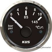 KUS Yağ Basınç Göstergesi 12V/24V 52mm Siyah - 10 Bar Basınç