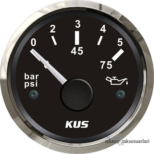 KUS Yağ Basınç Göstergesi 12V/24V 52mm Siyah - 5 Bar Basınç