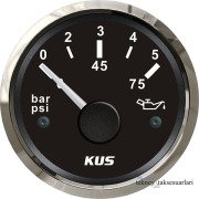 KUS Yağ Basınç Göstergesi 12V/24V 52mm Siyah - 5 Bar Basınç