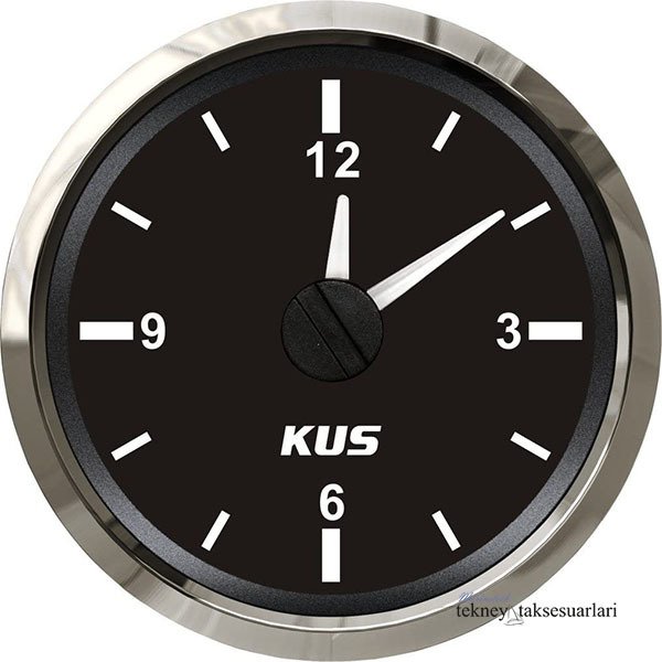 KUS Zaman Saati Göstergesi,12V/24V 52mm Siyah