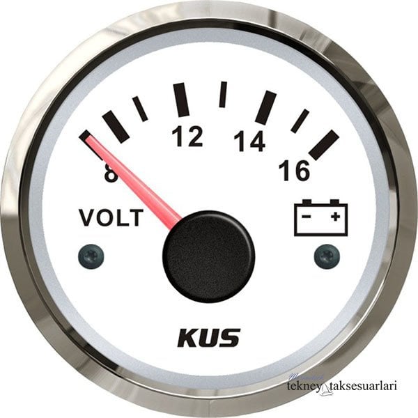 KUS Voltmetre Göstergesi,12V/24V  52mm Beyaz - 12Volt