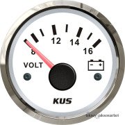 KUS Voltmetre Göstergesi,12V/24V  52mm Beyaz - 12Volt