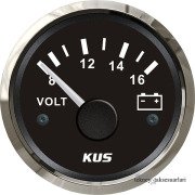 KUS Voltmetre Göstergesi,12V/24V  52mm Siyah - 12Volt
