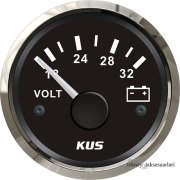 KUS Voltmetre Göstergesi,12V/24V  52mm Siyah - 24Volt
