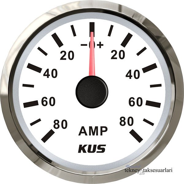 KUS Ampermetre ,12 / 24V  52mm, Şöntlü Beyaz