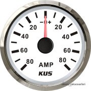 KUS Ampermetre ,12 / 24V  52mm, Şöntlü Beyaz