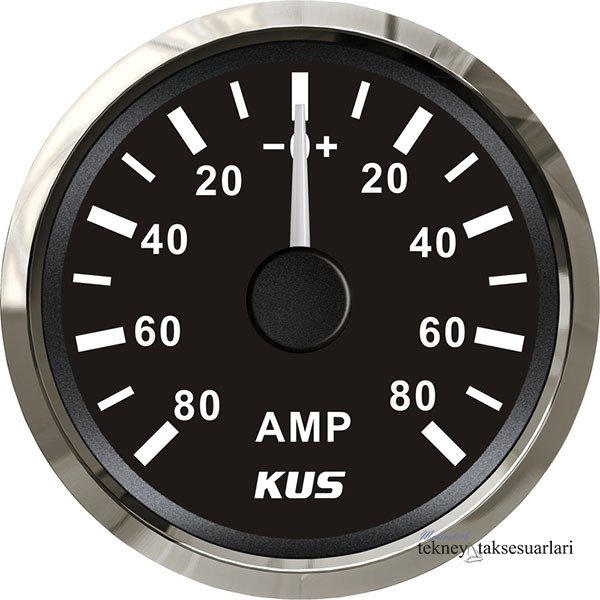 KUS Ampermetre ,12 / 24V  52mm, Şöntlü Siyah