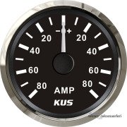 KUS Ampermetre ,12 / 24V  52mm, Şöntlü Siyah