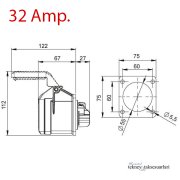 IP44 16 Amp. 32 Amp. Sahil Besleme Prizi (Düz)