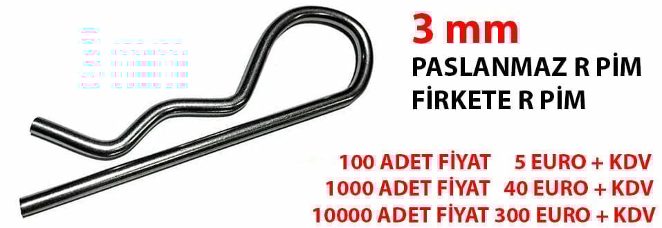 3mm Paslanmaz R pim